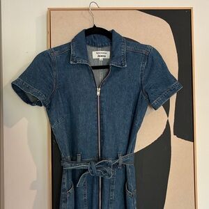 Reformation Blue Denim Maxi Jumpsuit